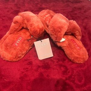 Serra Plush Faux Fur Slides in Vibrant Red